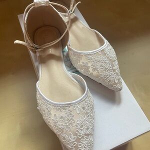 Kailee P White Lace Bridal Flats